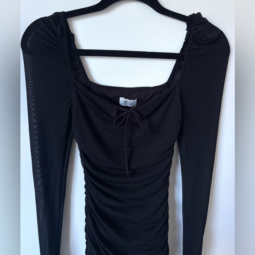 Oh Polly Mesh Long Sleeve Mini Dress in Black - Size 2 - Picture 5 of 10